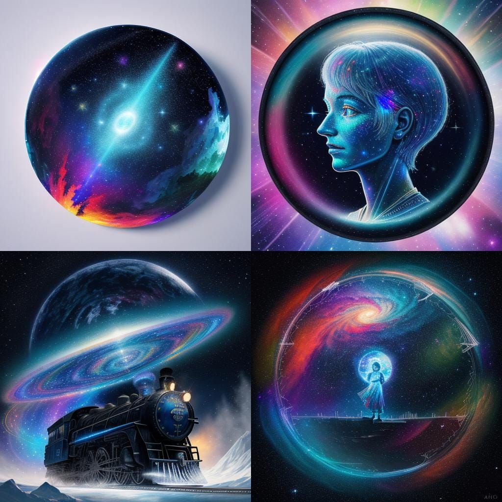Cosmic Polar Express Illustration in Astral Style