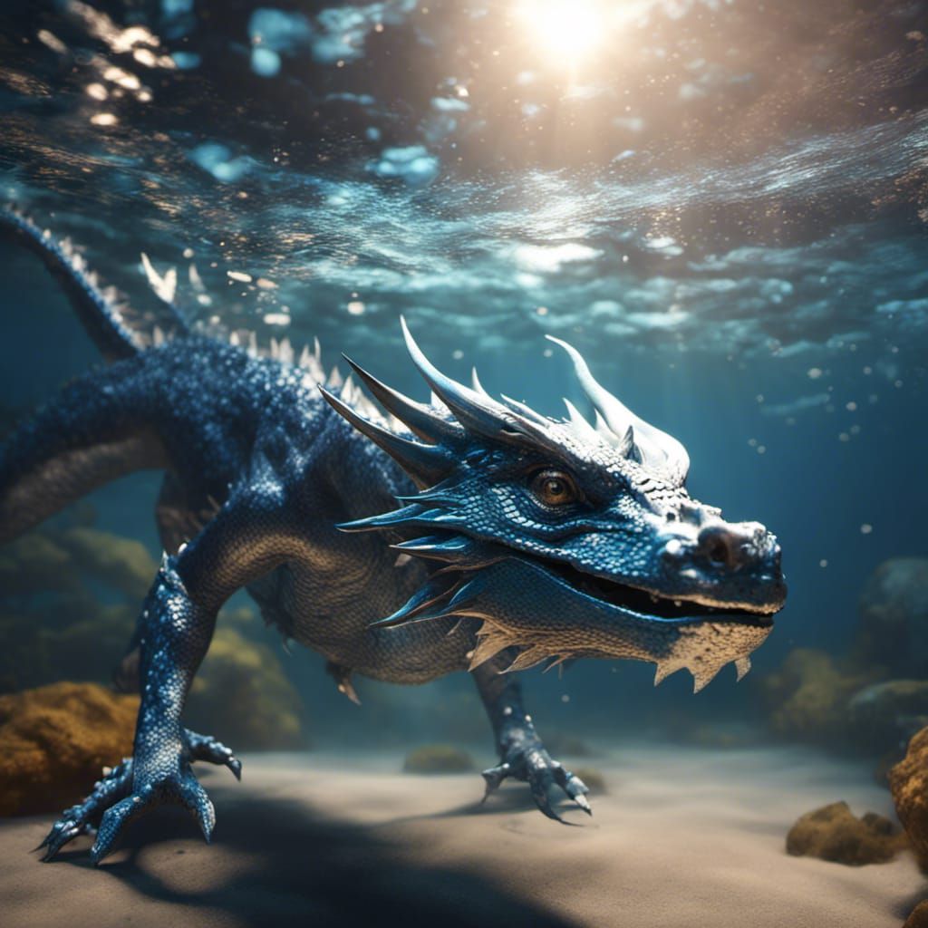 Silver and blue feathered dragon