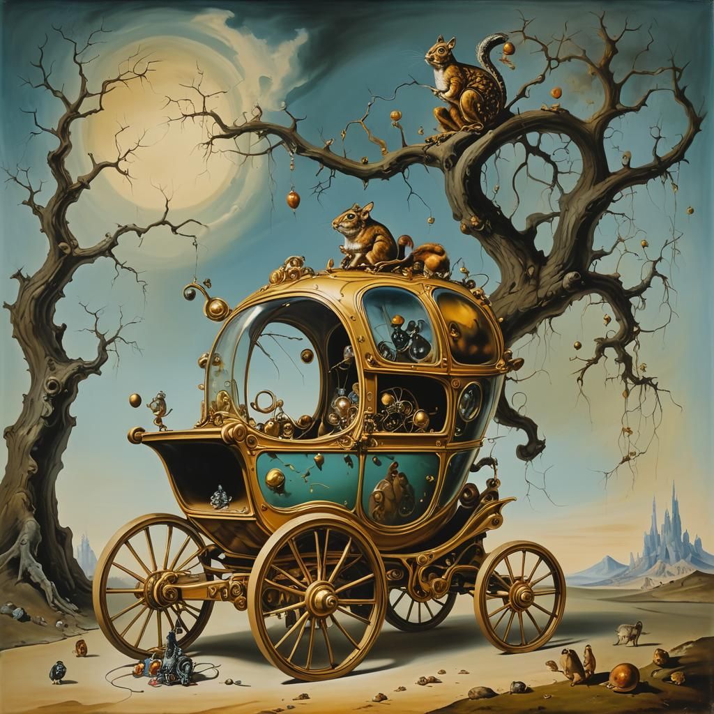Surreal Hazelnut Chariot for Fairies, Salvador Dali Style