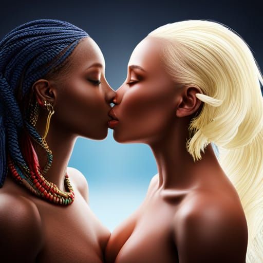 Two Women Kissing in Detailed Fantasy Art