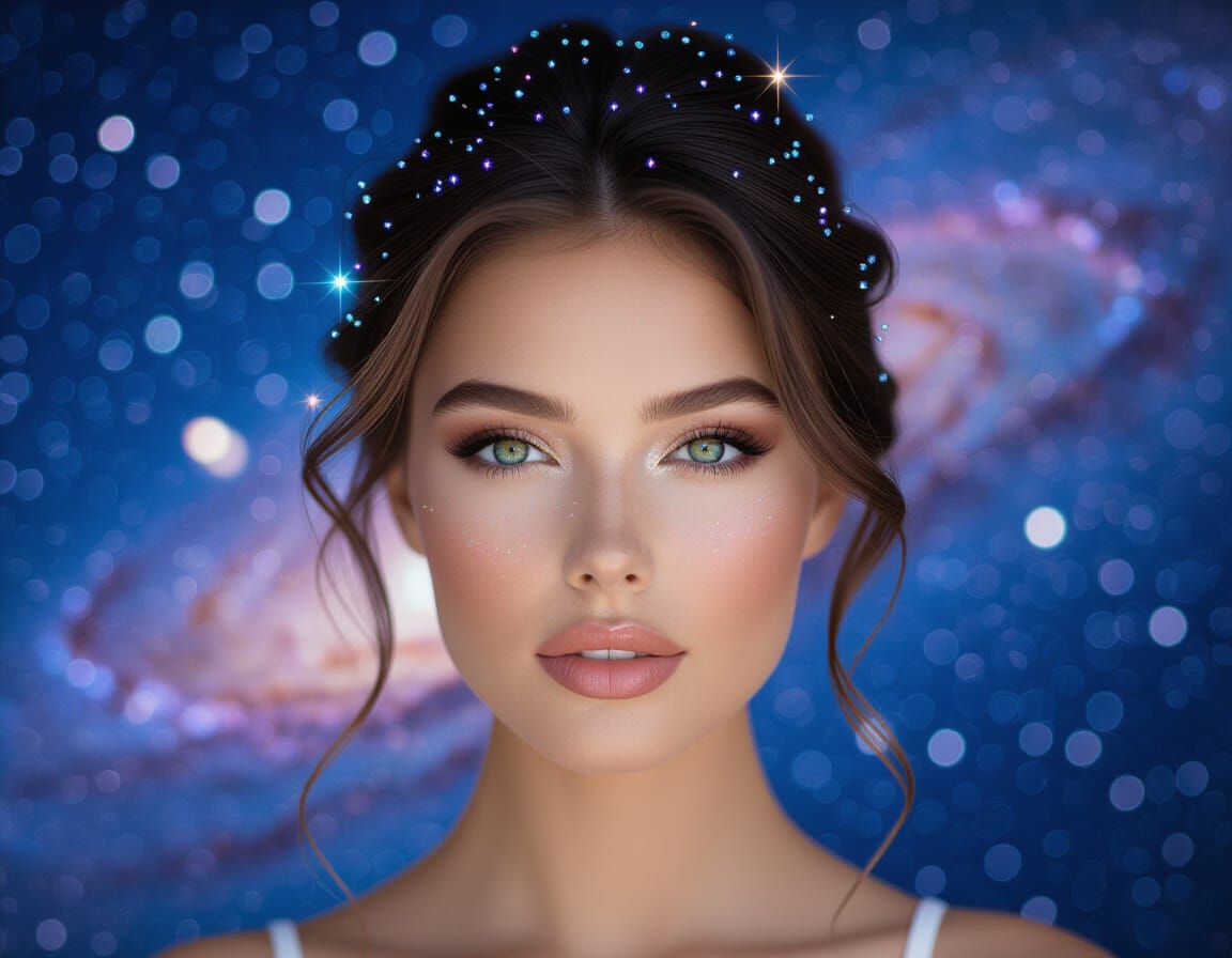 Stunning Stardust Galaxy Woman: Professional Photography