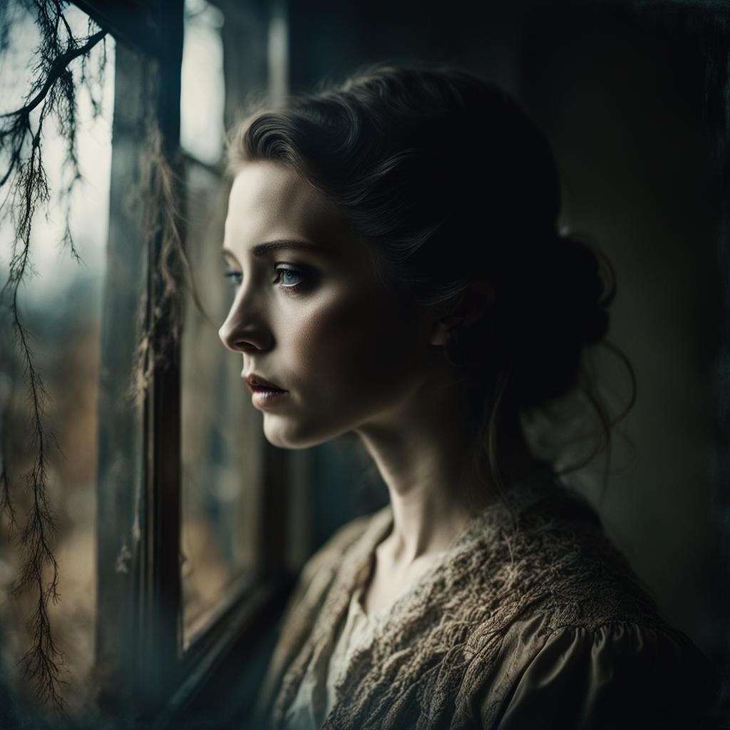 Dramatic Double Exposure Portrait in Vintage Style