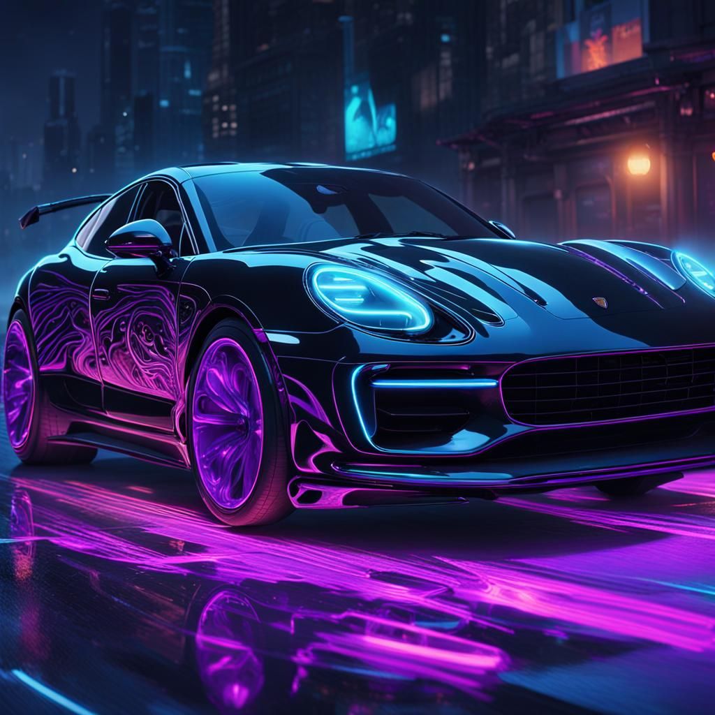 Porsche Transforms into Jaguar with Neon Details