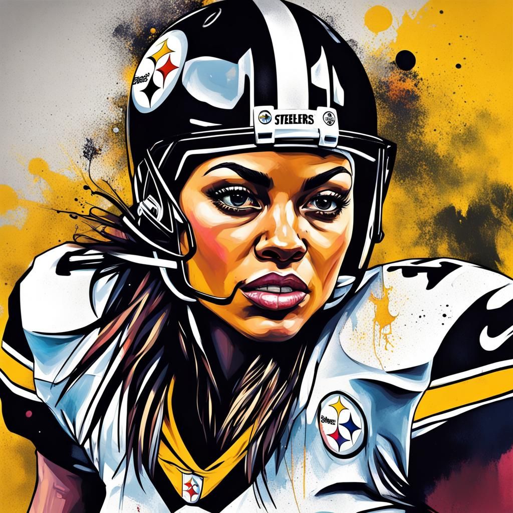 Pittsburgh Steelers Female Quarterback in Graffiti Art