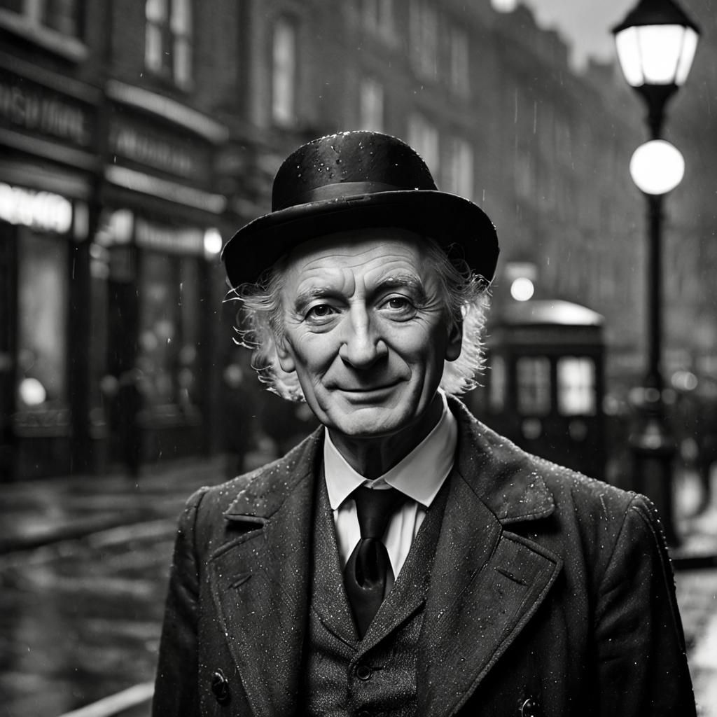 First Doctor's Cinematic Portrait in Film Noir Style