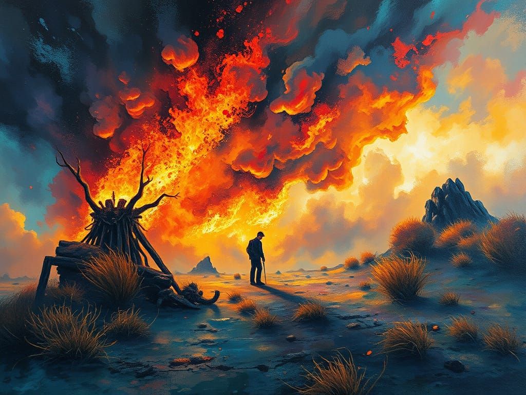 Burning Man Surreal Installation in Neo-Impressionistic Styl...