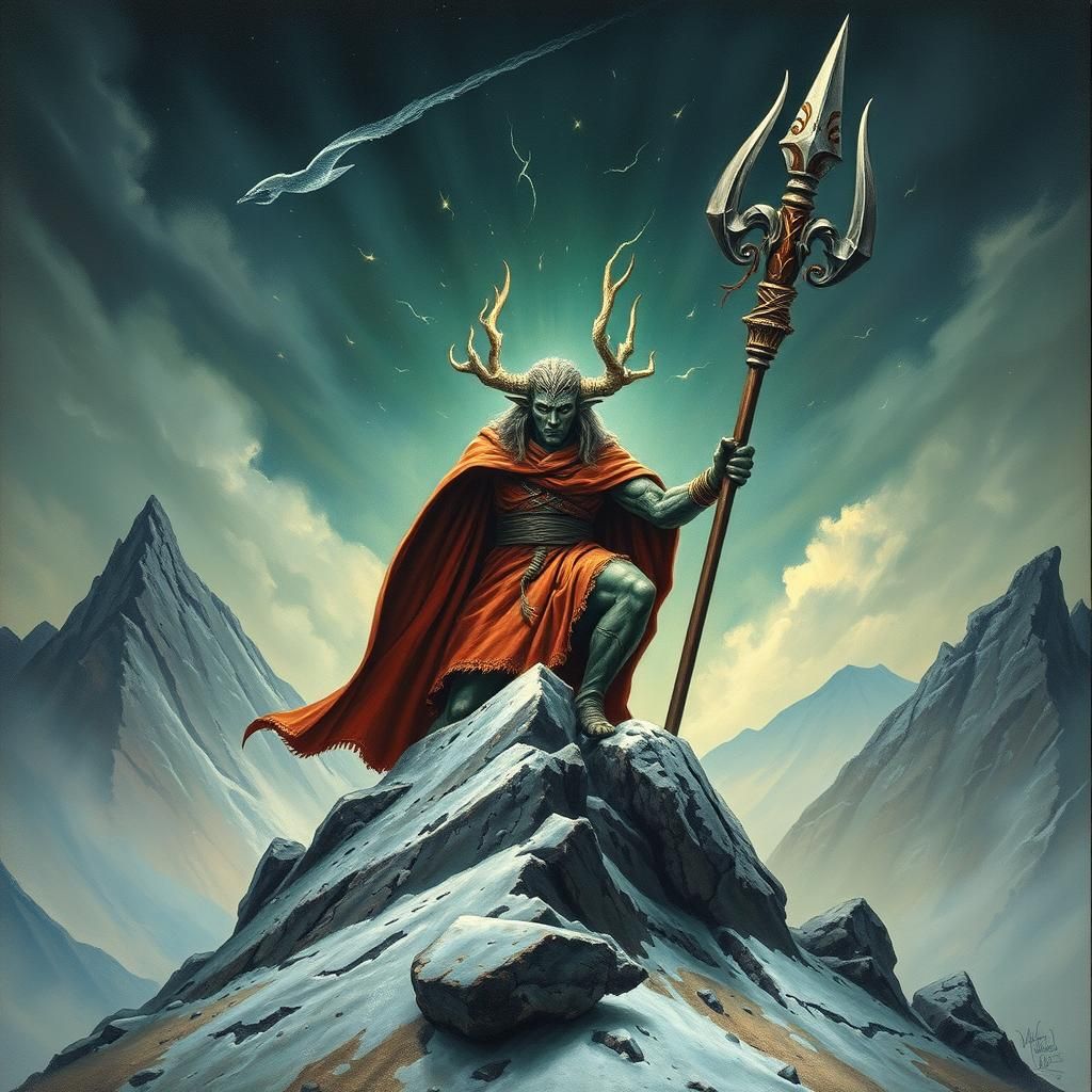 Elvish Storm King Defending Mount Stormspike, Impasto Style