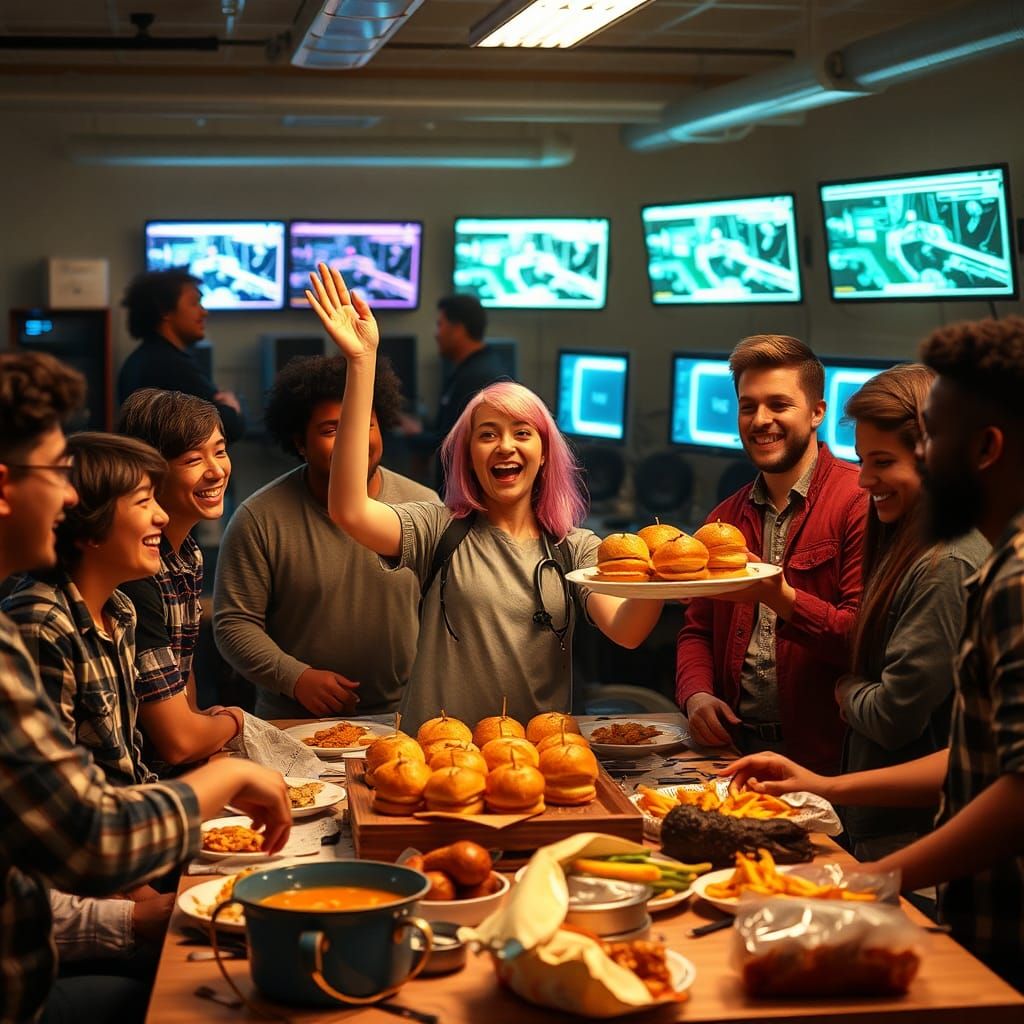 Nerdy Tech Tutors Thanksgiving Potluck in Cyberpunk Style
