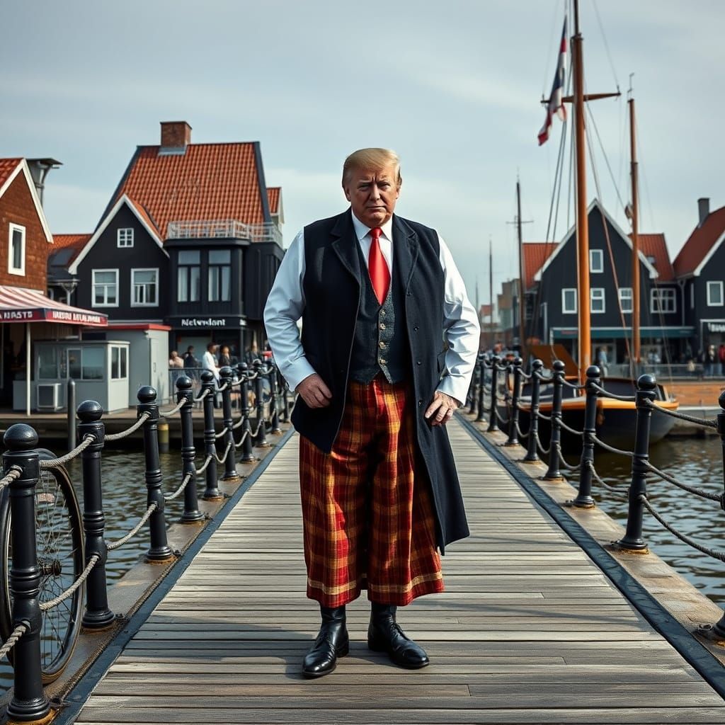 Man in Volendam Costume on Scheveningen Pier