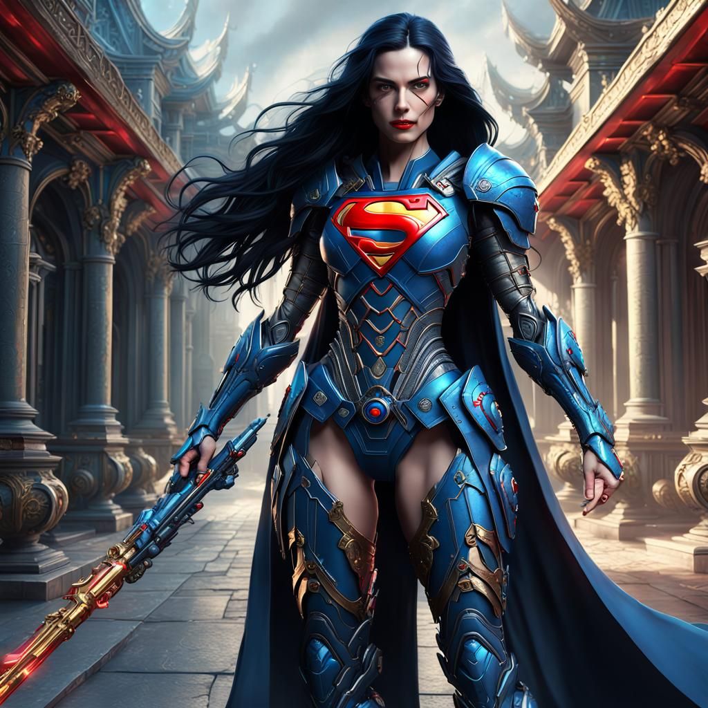 Woman in Cyber Armor with Rococo Details