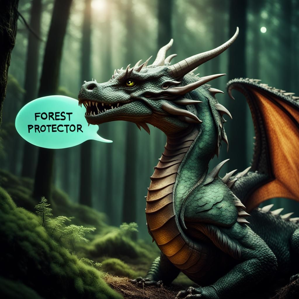 Cinematic Dragon with Forest Protector Chat Bubble