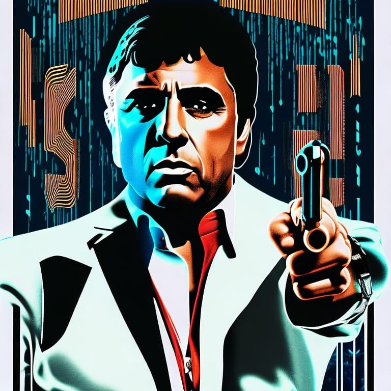 Scarface: Tony Montana Neon Movie Poster in 8K