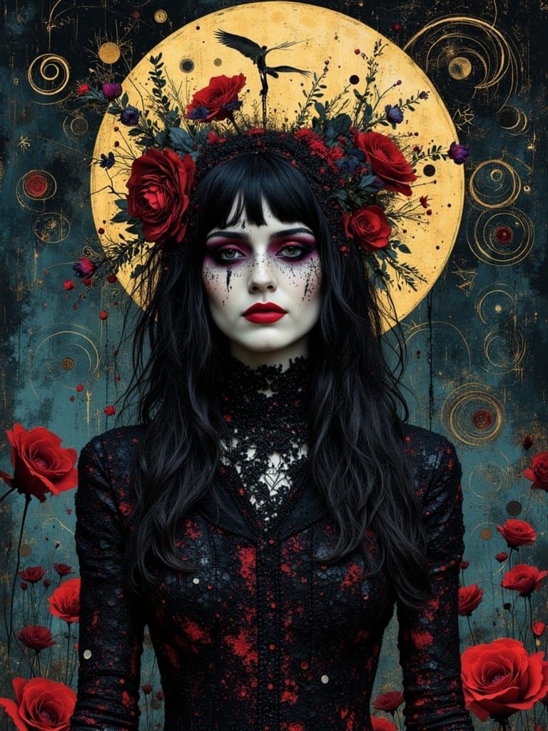 Ethereal Gothic Goddess Erebus in Surreal Moonlit Portrait