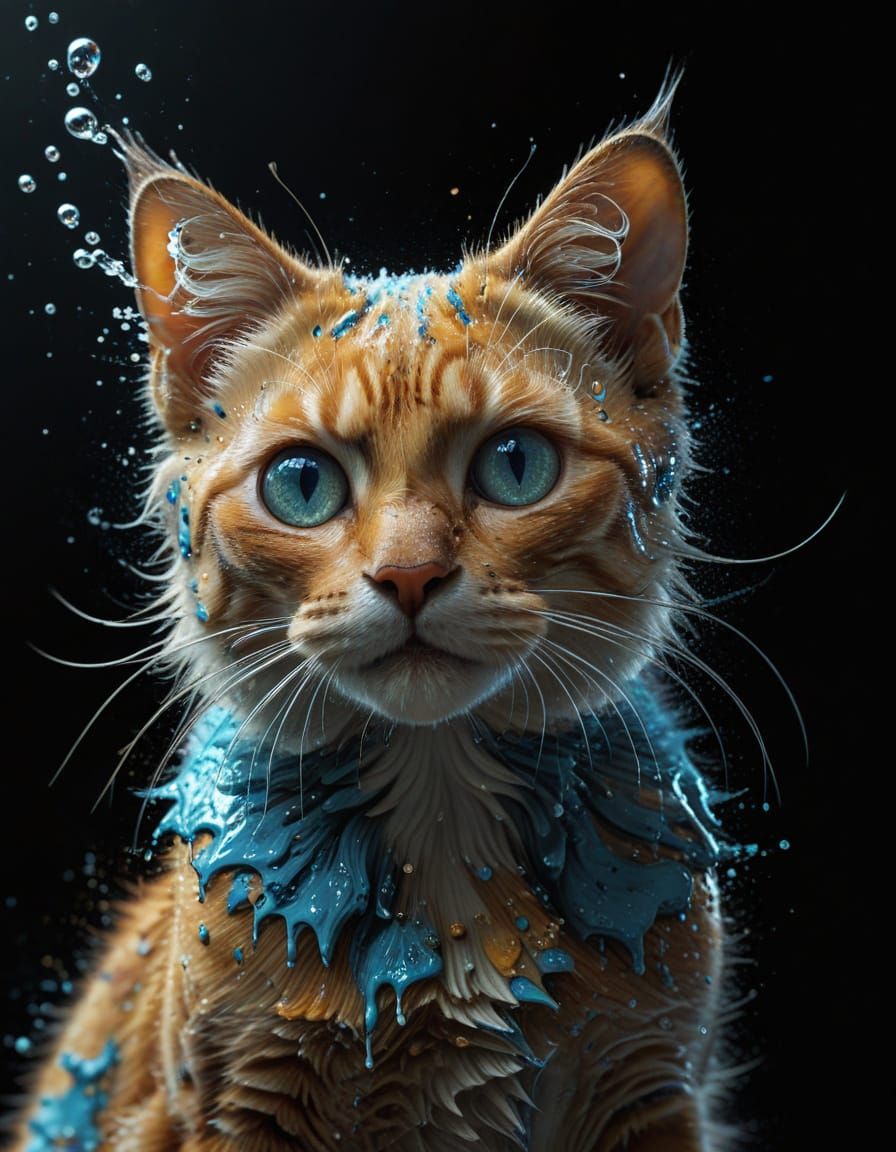 Vibrant Kitten Portrait in Oil Painting Style