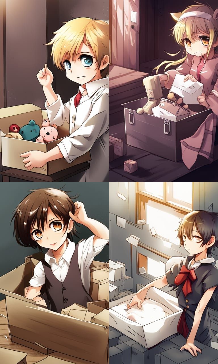 Baby in a Box: Anime Style Illustration