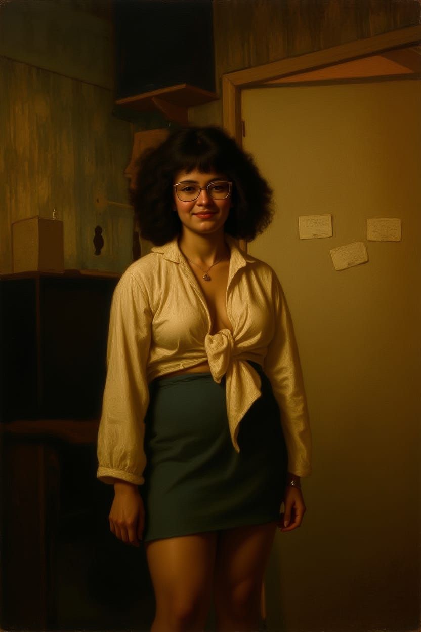 Romantic Oil Painting with High Contrast Lighting