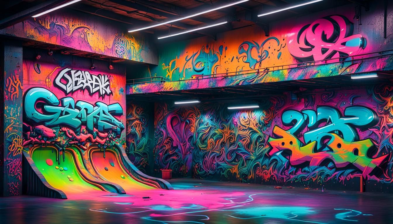 90's aesthetic warehouse skatepark