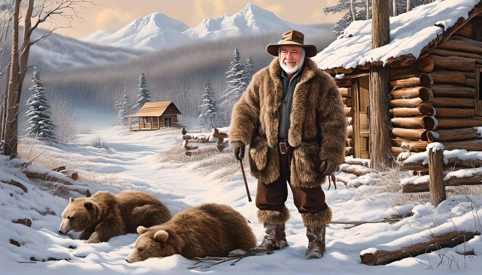 Alaskan Fur Trapper Portrait in Hyperrealistic Style