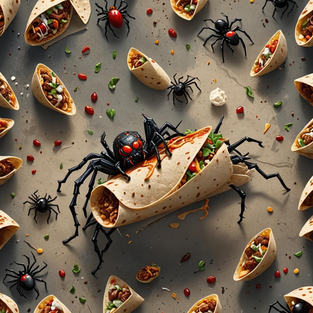 Spider Surfing and Eating Burrito: Detailed Matte Painting