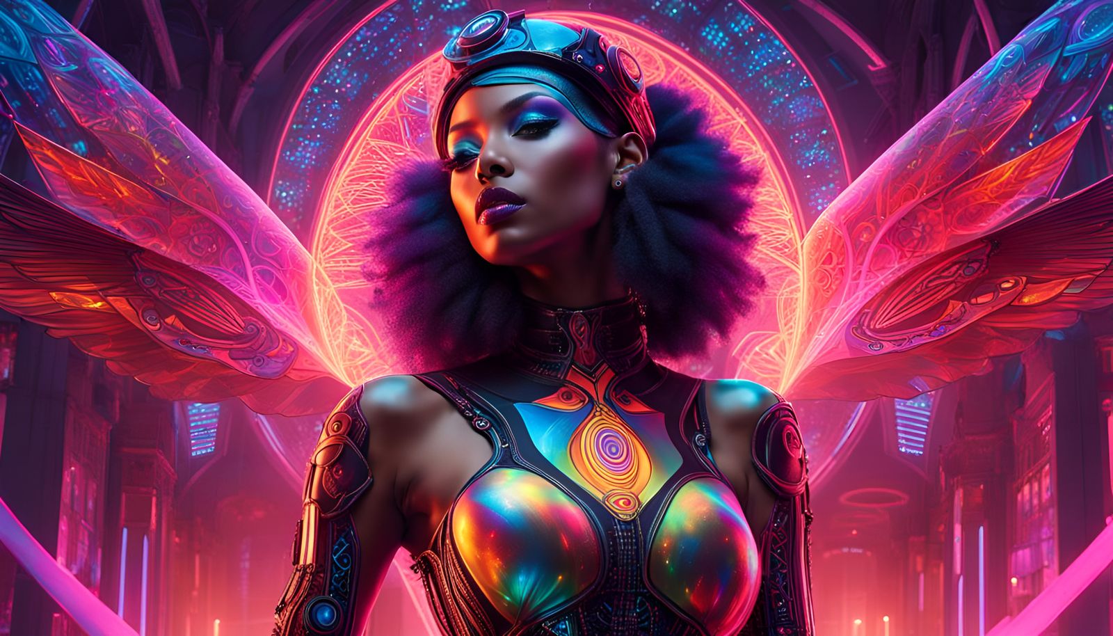 Cyberpunk Muse with Holographic Tattoos and Neon Glow
