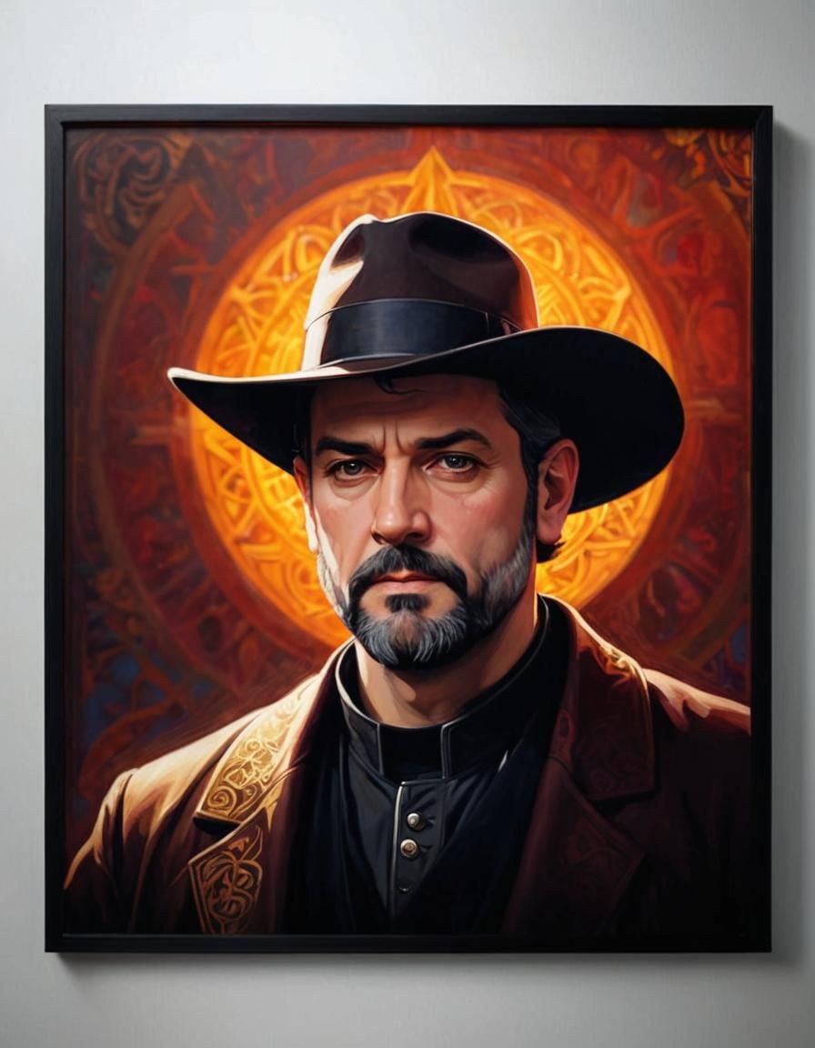 Religious Icon Portrait in Art Nouveau Style