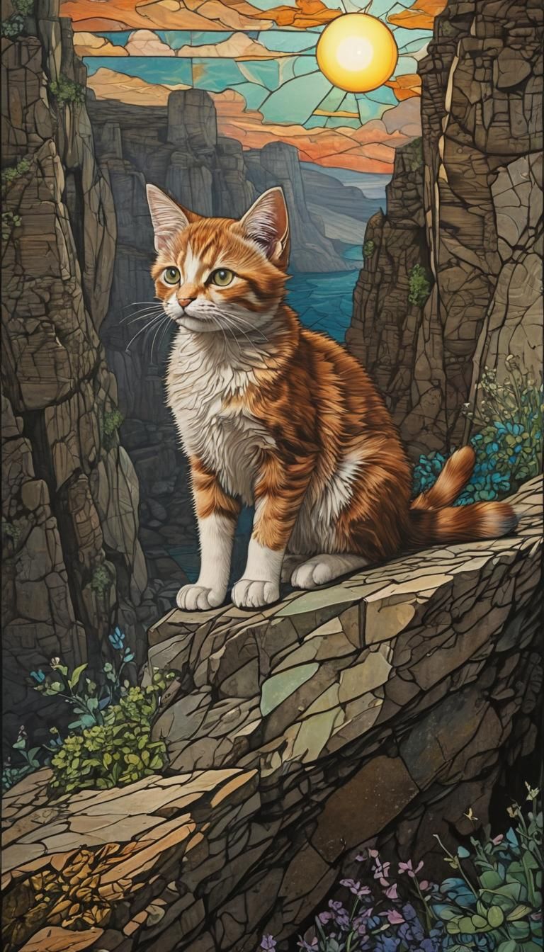 The Fool Kitten: Stained Glass Tarot Art