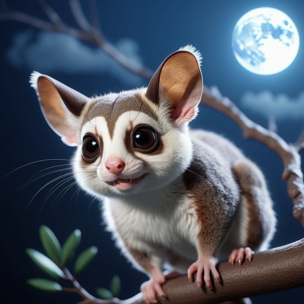 Sugar Glider Soars in Whimsical Wonder