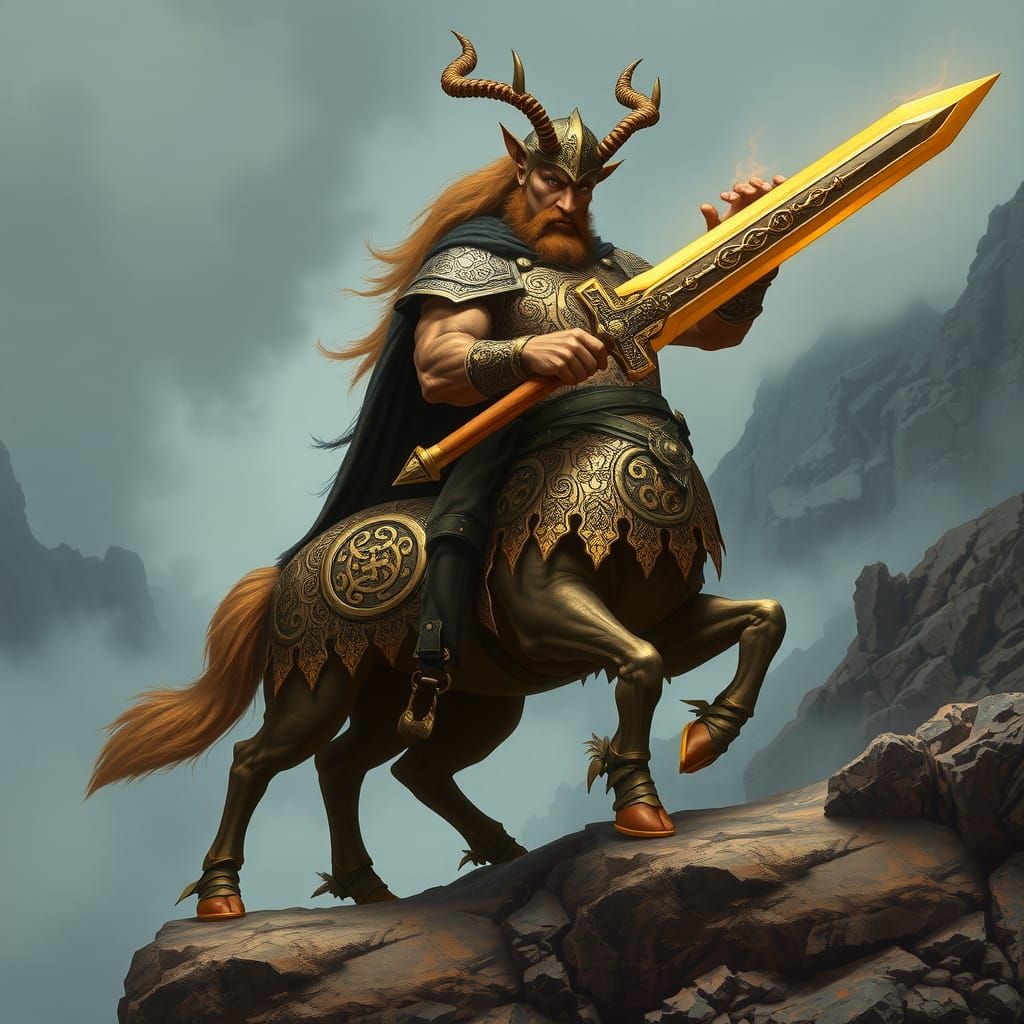 Heroic Centaur Warrior on Misty Mountain