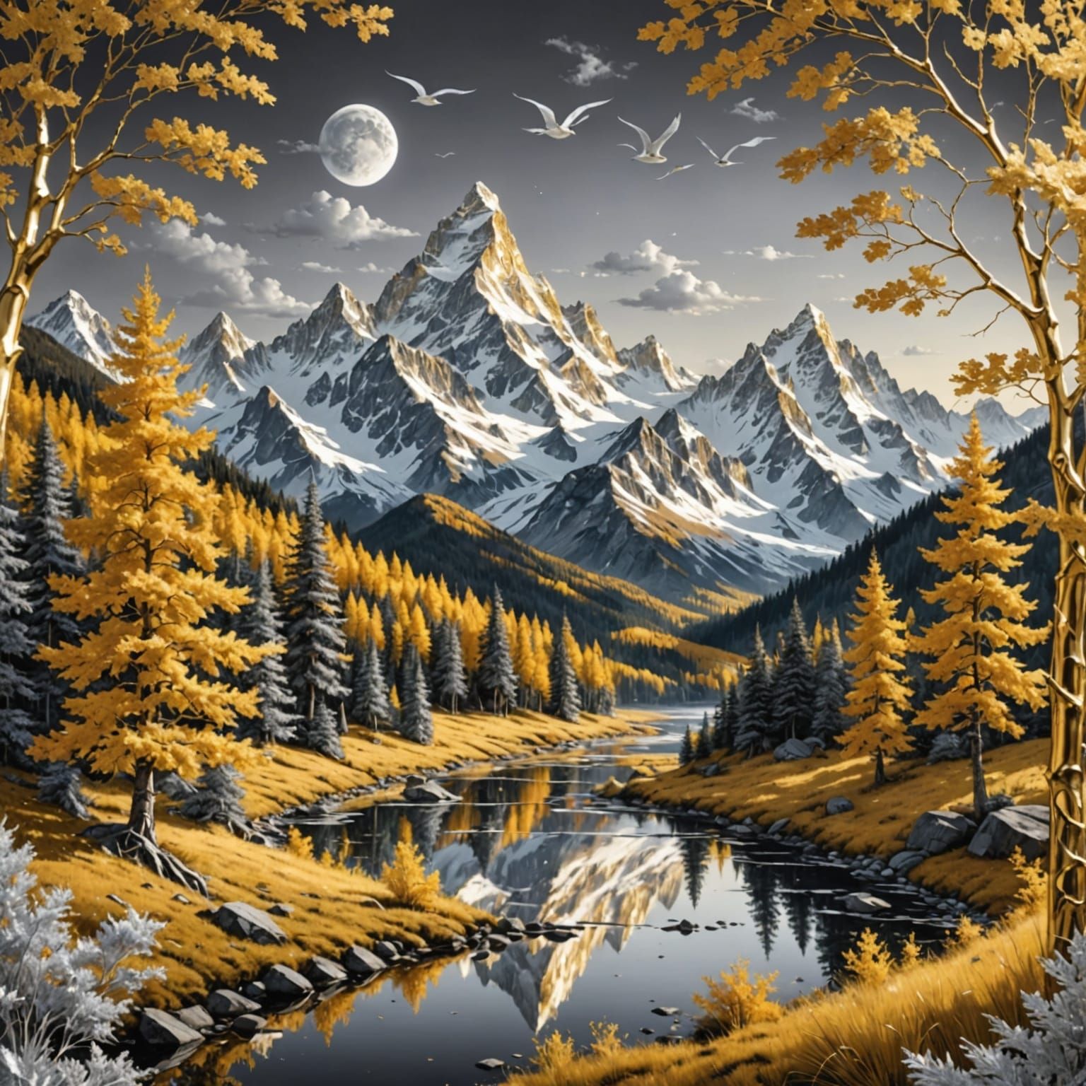 Gold and Silver Landscape: Awe-Inspiring Detail