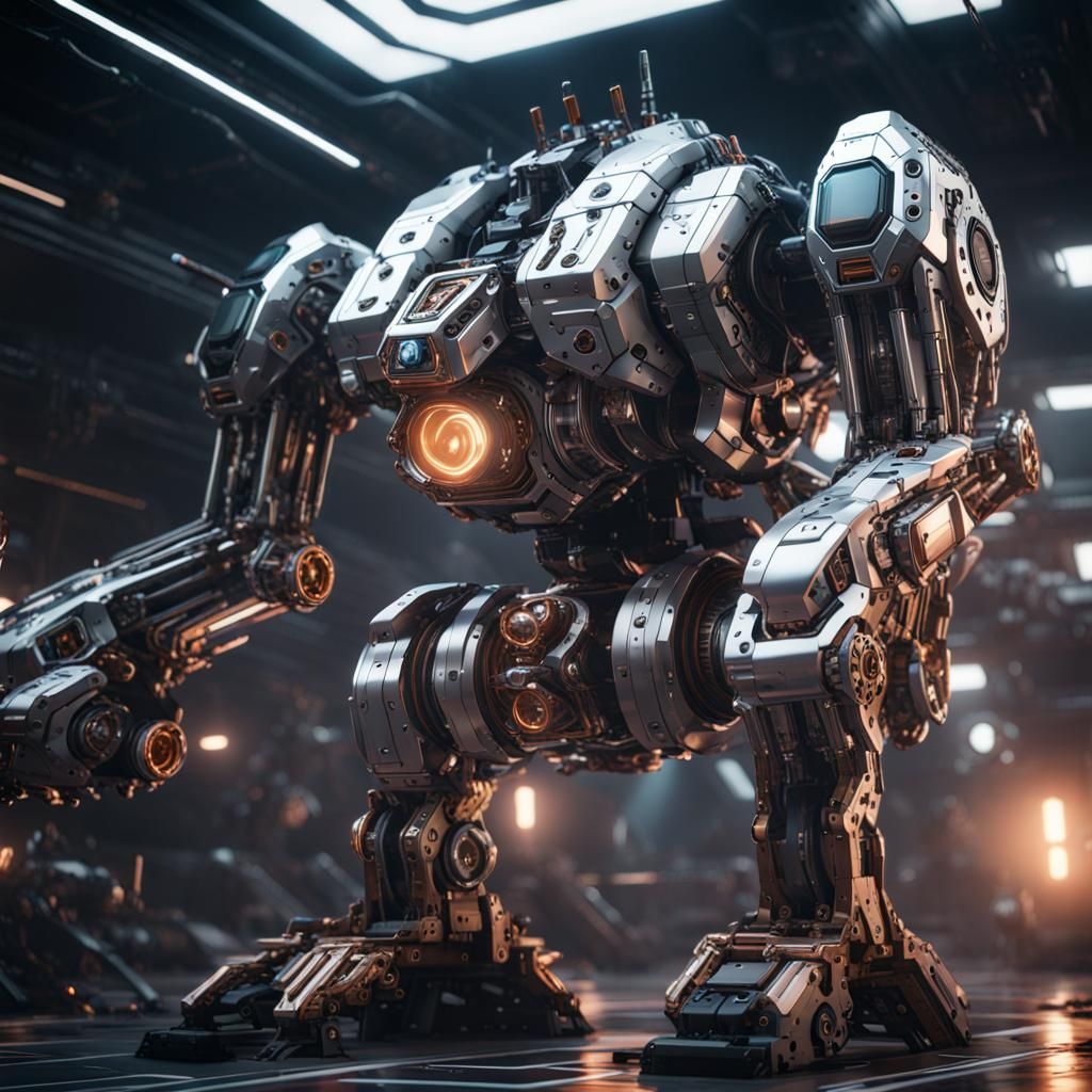 Futuristic Sci-Fi Mech with Polished Metal Details