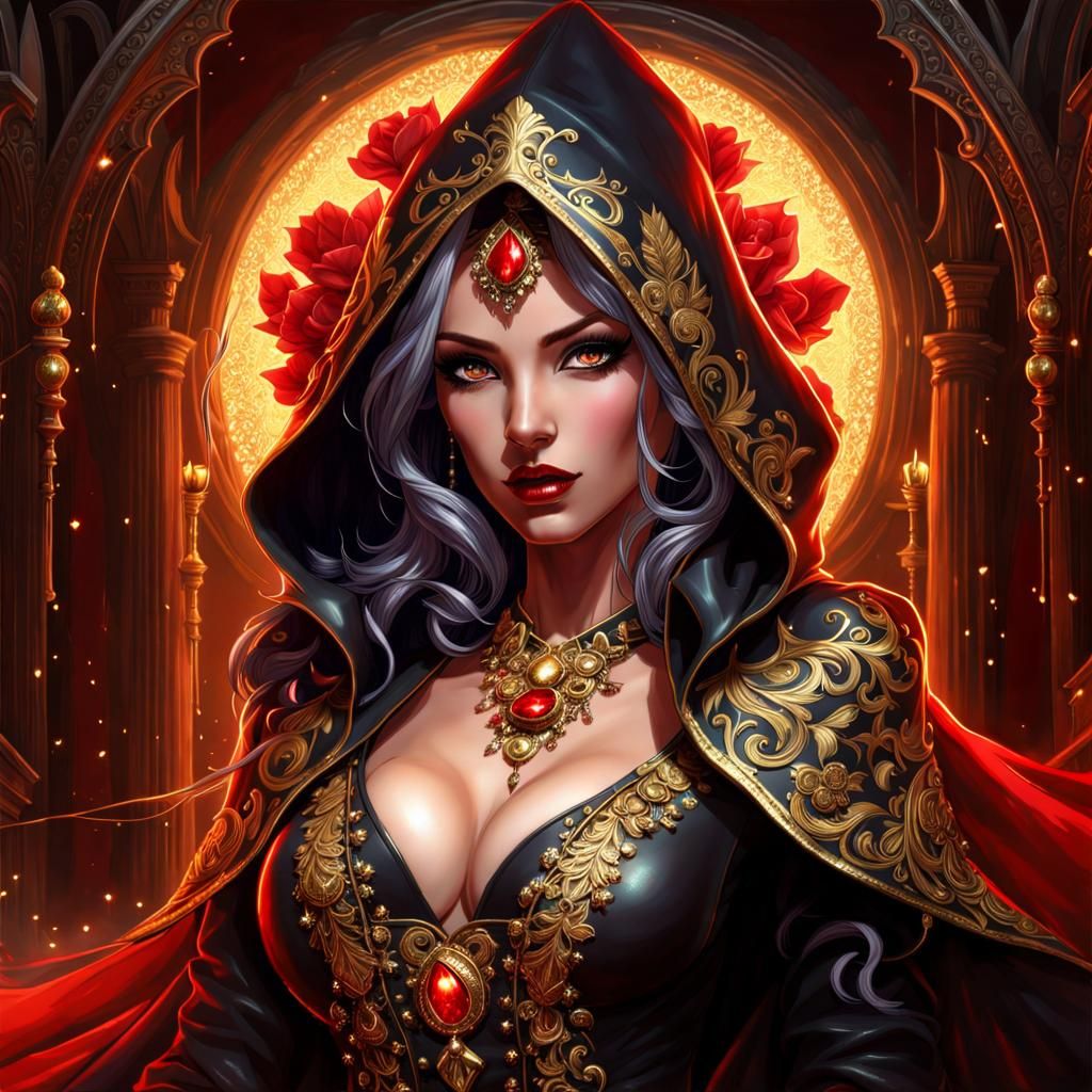 Gothic Latina Mistress in Dark Bedroom