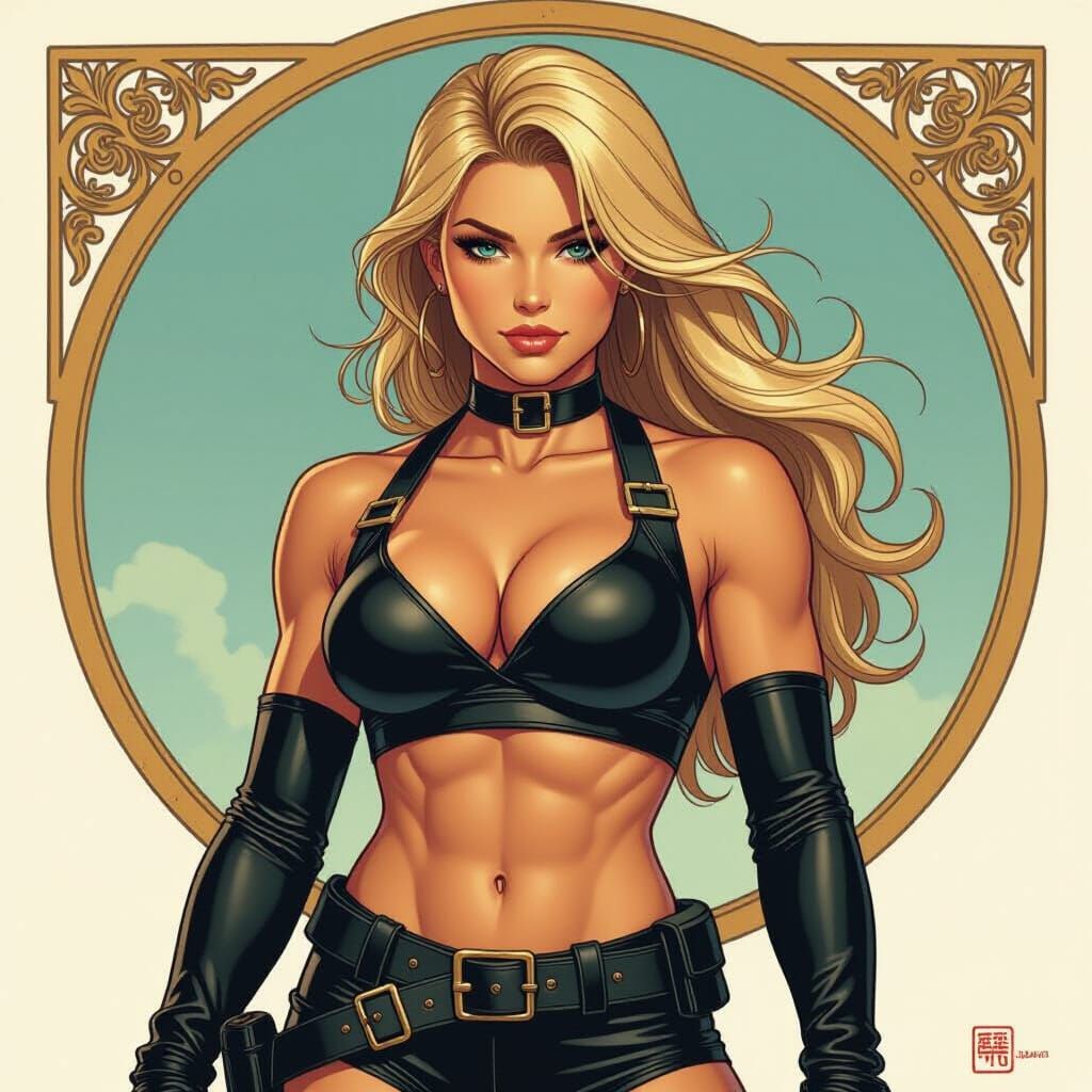 Cammy White in Chest Harness, Art Nouveau Style