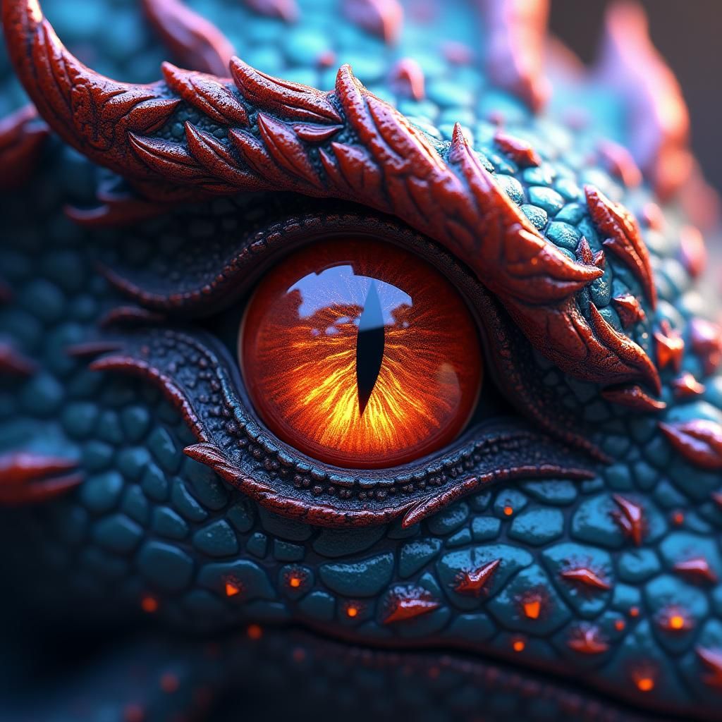 Majestic Dragon Eye with Iridescent Scales