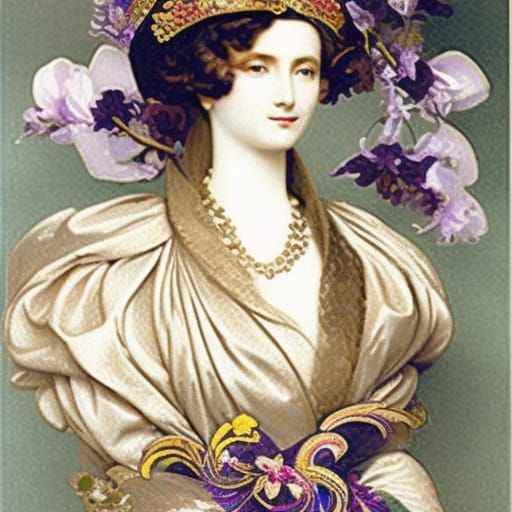 Byzantine Noblewoman Portrait in Art Nouveau Style