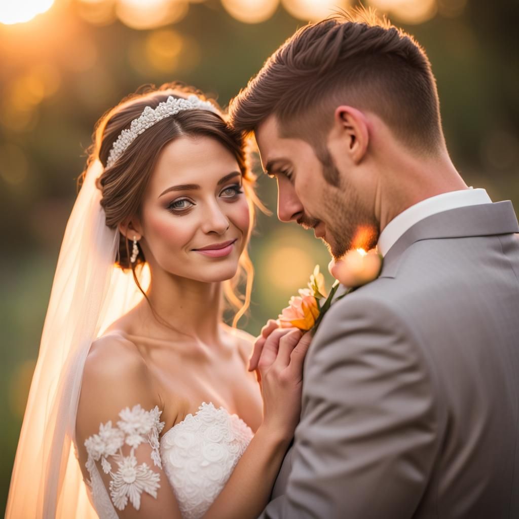 Ultrarealistic Bride and Groom in Love-Story Style