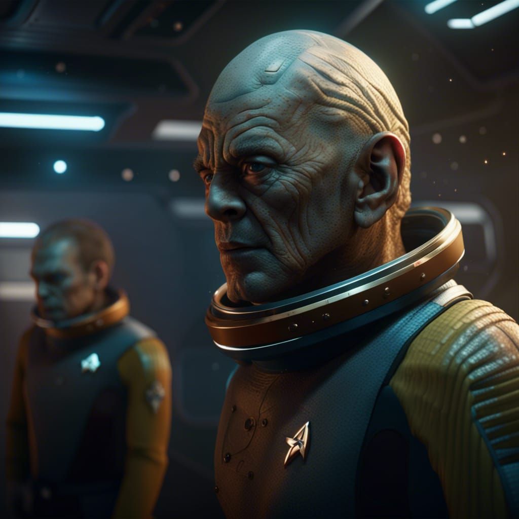 Hyperrealistic Star Trek Commander in Space