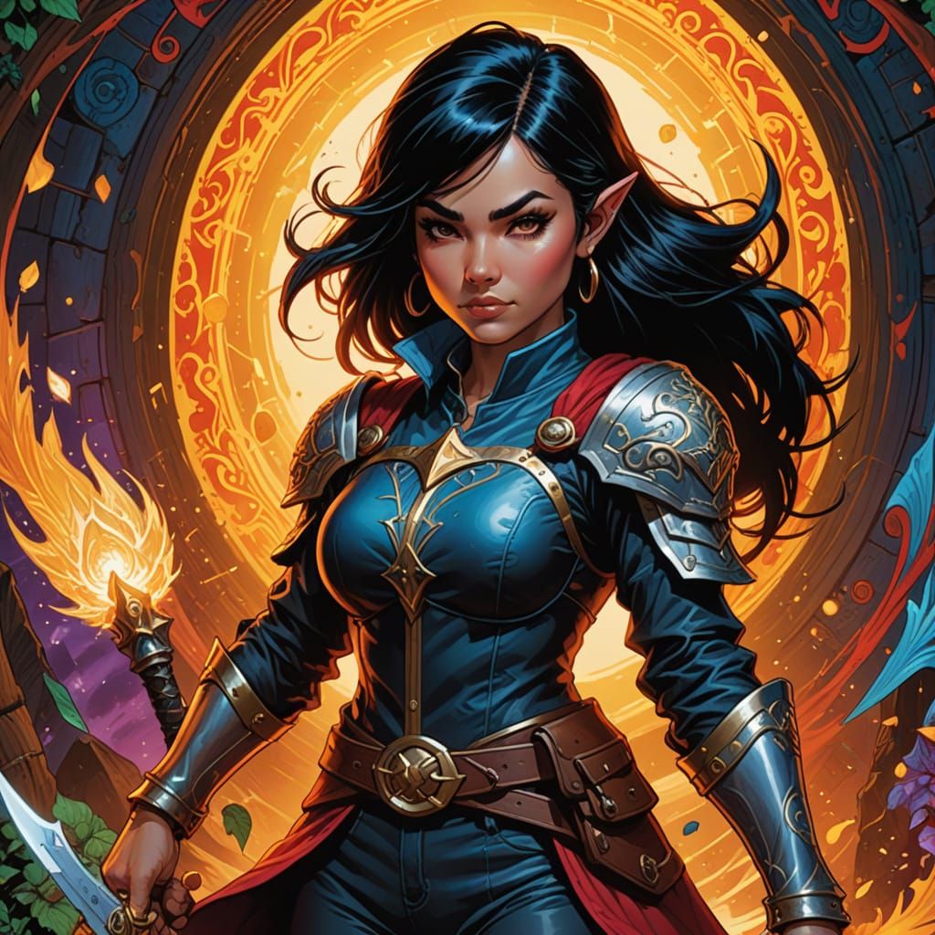 Gnome Paladin in Psychedelic Comic Book Art