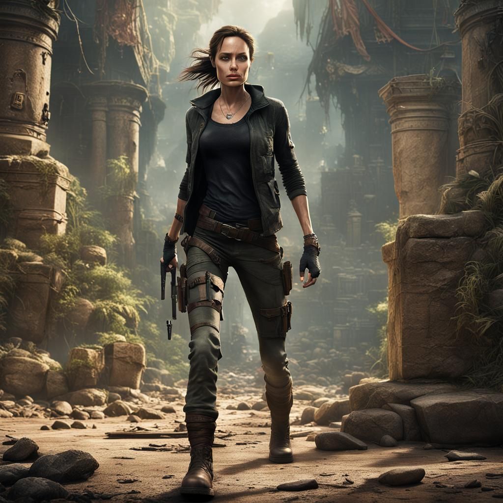 Angelina Jolie as Tomb Raider in Detailed Matte Painting