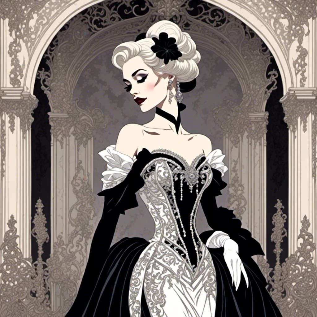 Art Deco Graphic Novel Portrait in Nagel Style