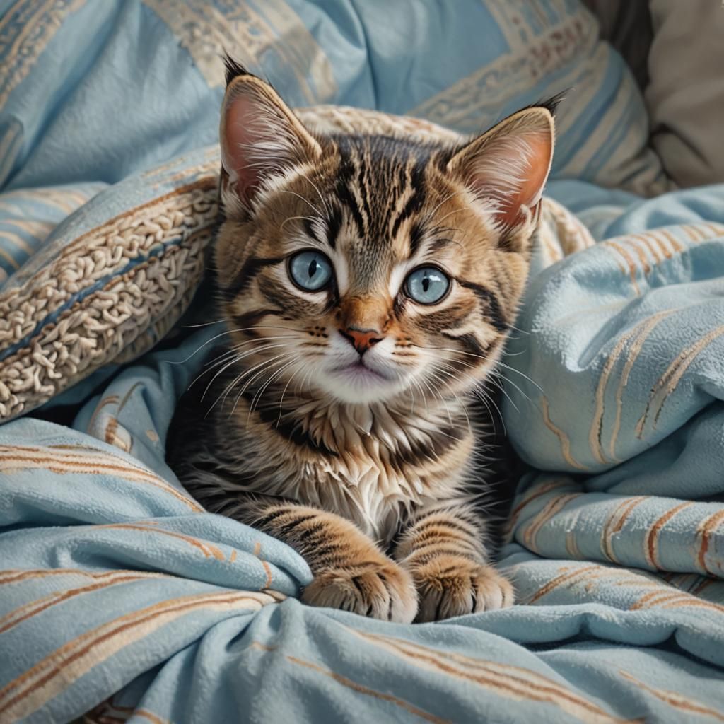Charming Tabby Kitten in Cozy Fantasy Concept Art