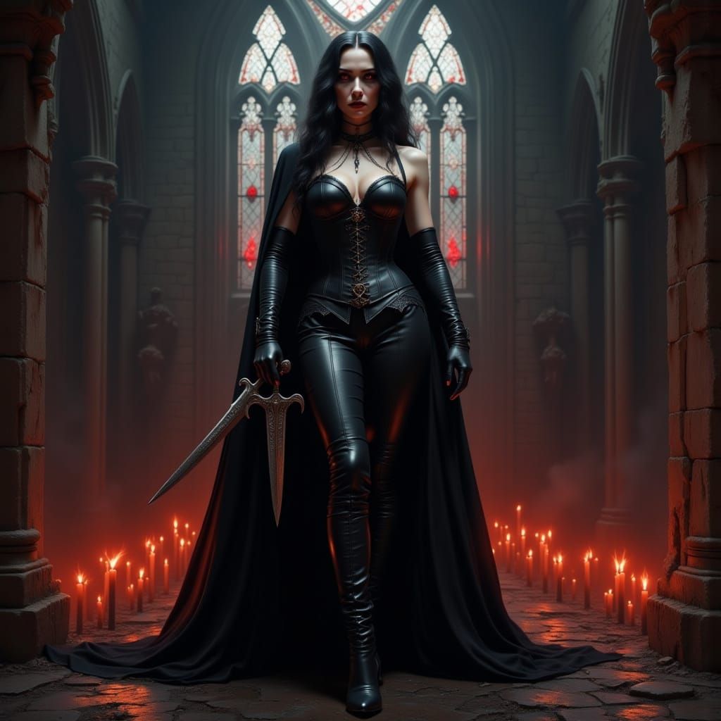 Vampire Queen in Decaying Cathedral: Gothic Dark Fantasy