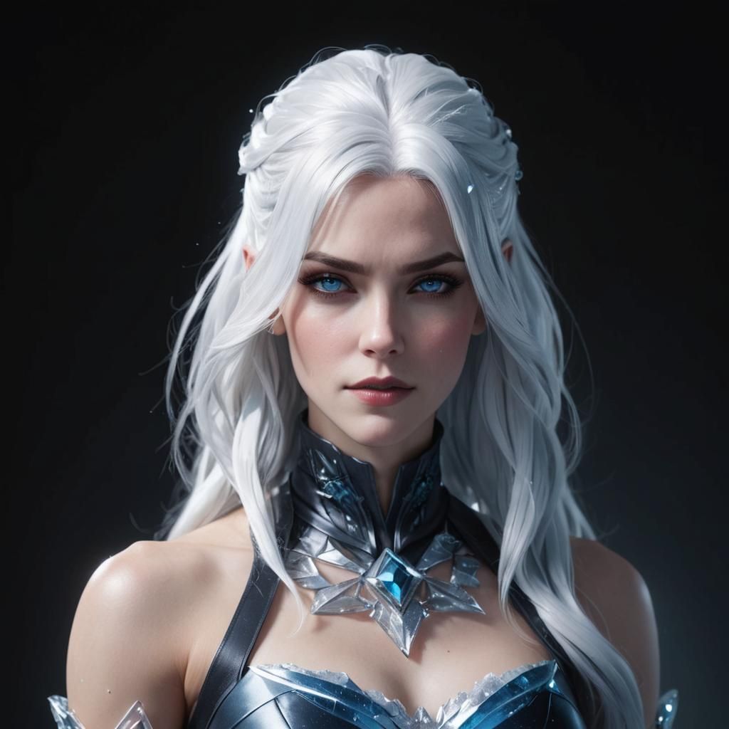 Killer Frost Portrait in Hyperdetailed Splash Art