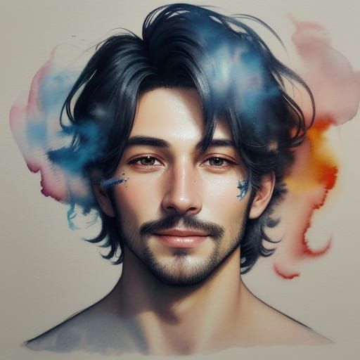 Ethereal Portrait of a Man in Smoky Haze