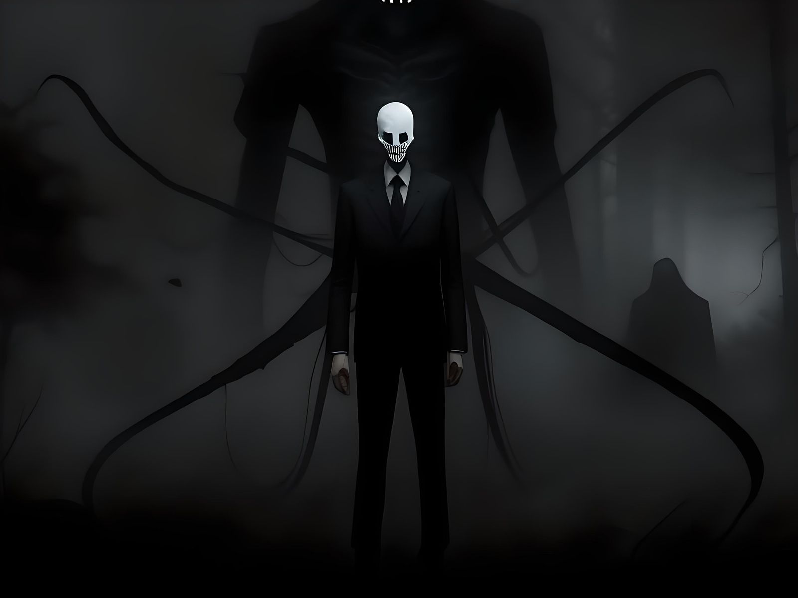 Realistic Slender Man Horror Character by Greg Rutkowski
