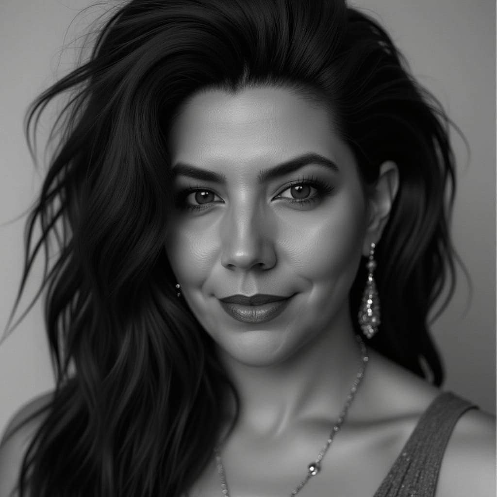 High-Fashion Supermodel in Timeless Vogue-Inspired Black and...