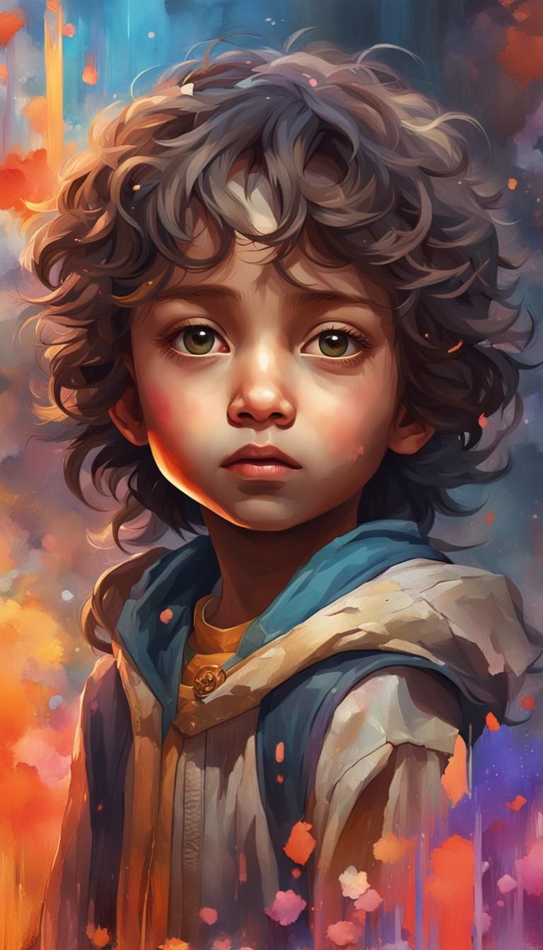 Child Portrait in Hyperdetailed Art Nouveau Style