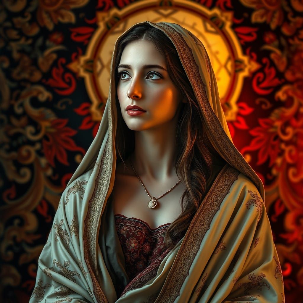 Serene Renaissance Visionary in Golden Light