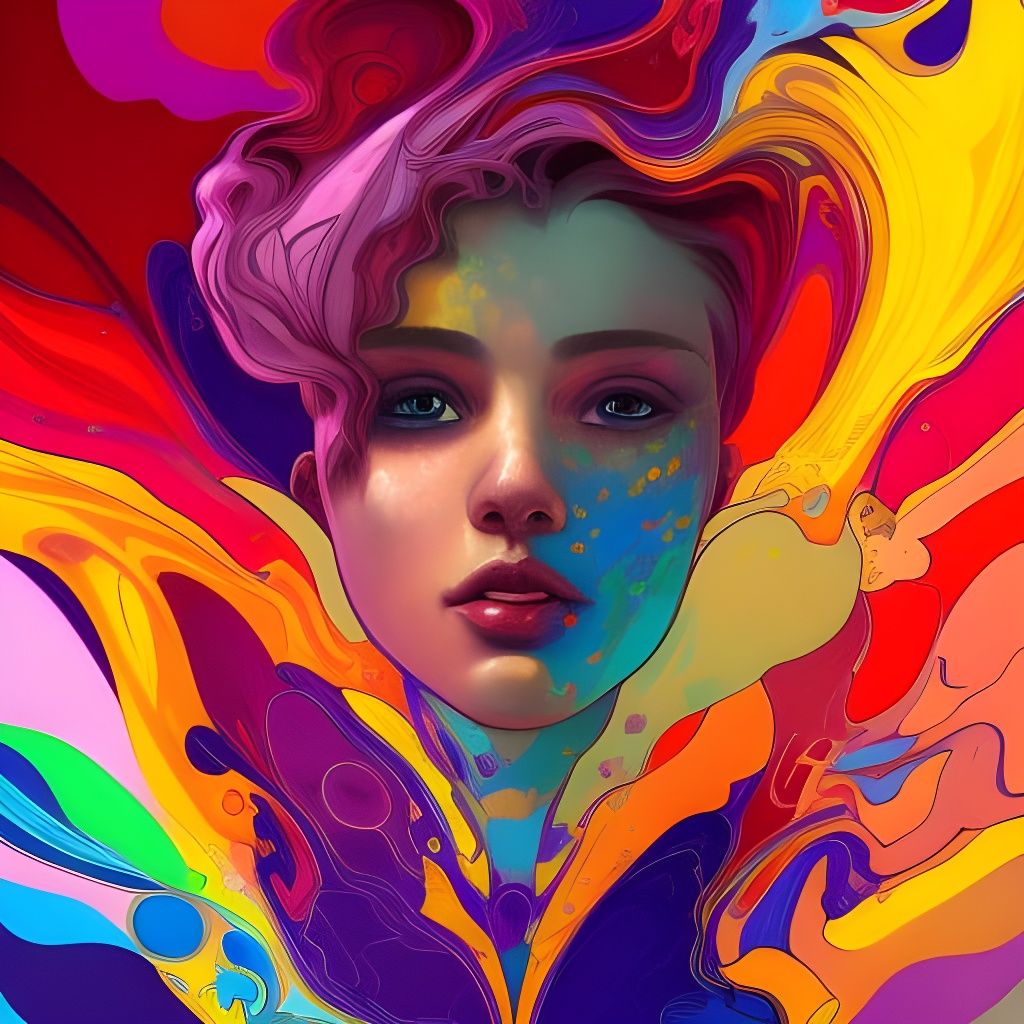 Explosion of Rainbow Colors: Hyperdetailed Portrait