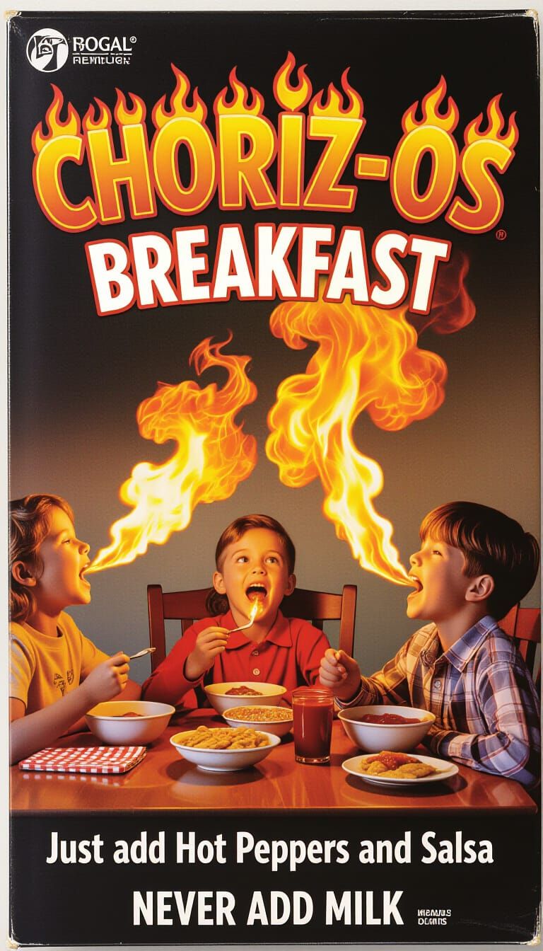 Choriz-Os Cereal Box: Kids Breathing Fire