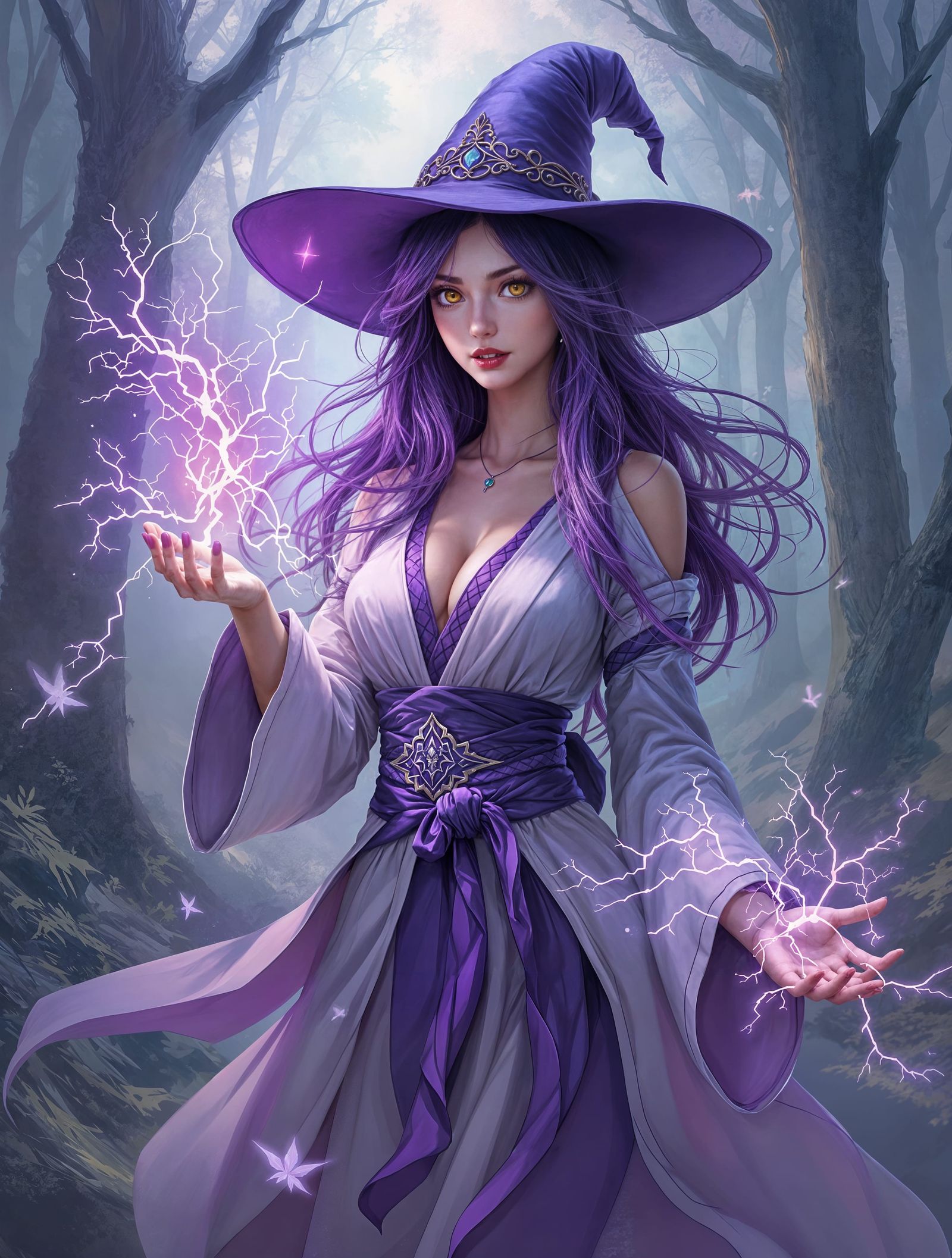Enchanted Anime Witch in Violet Resonance